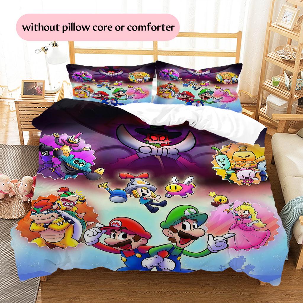 Super Mario Pattern Bedding Quilt Set Home Decoration Gift (1 * duvet cover + 2 * pillowcase without core)