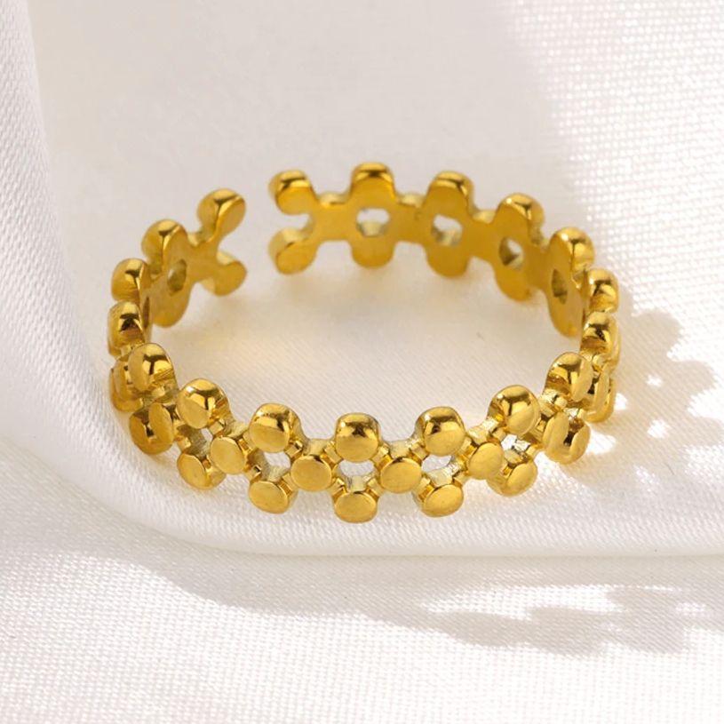 Полые бусины ДНК Открытые кольца из нержавеющей стали для женщин 2024 Модные золотистого цвета Эстетичные свадебные парные кольца Женские украшения anillos