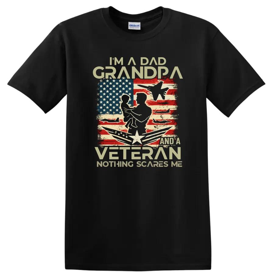 Bad Grandpa Veteran T Shirt Nothing Scares Me Patriotic Tee Family Humor