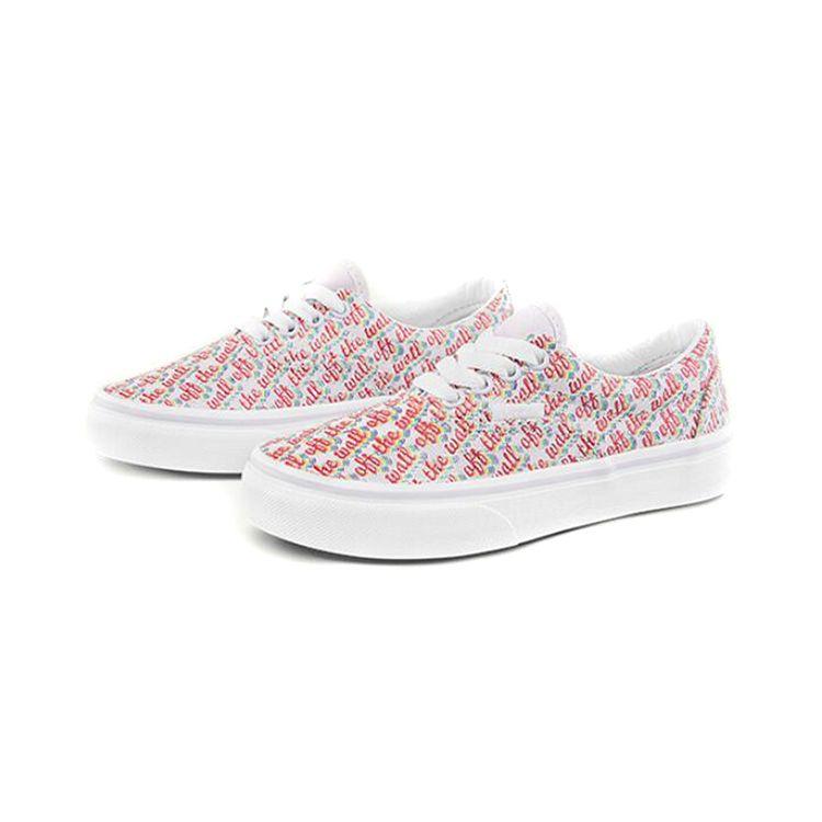 Vans Детские кеды для скейтбординга с принтом букв, низкие, детские кроссовки, бело-розовые, VN000YMAA2N