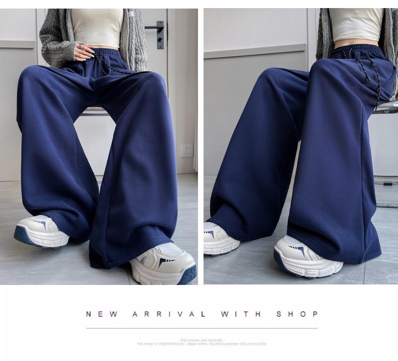 Белые брюки с высокой посадкой и широкими штанинами: Весна/Осень 2025 - Утягивающие, Свободные, Трикотажные брюки в пол для женщин