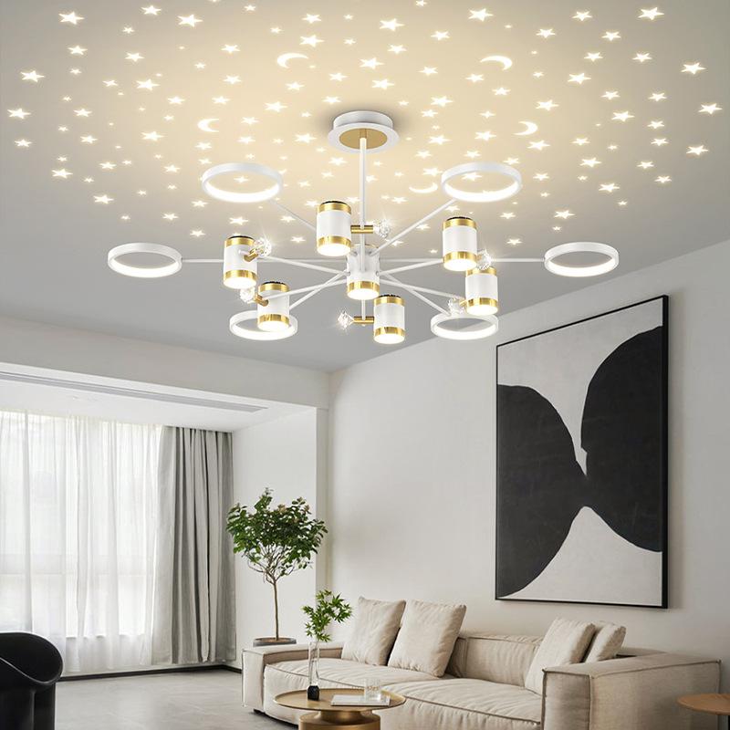 Living Room Chandelier Projection Star Chandelier Simple Modern LED Netflix Restaurant Bedroom Light