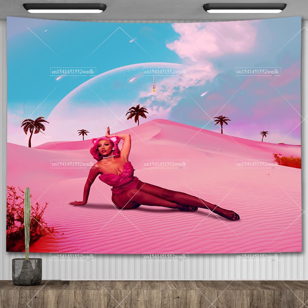 Doja Cat Scarlet Обложка музыкального альбома Плакат Настенный гобелен Хип-хоп Поп Гобелены Эстетическое украшение комнаты Фоновая ткань