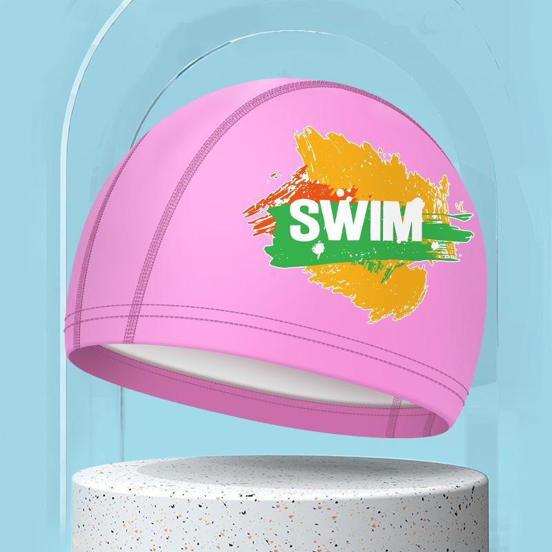 Шапочки для плавания для женщин и мужчин, универсальные, большого размера, для защиты ушей, для купания, водонепроницаемые, с буквенным принтом, из полиуретана