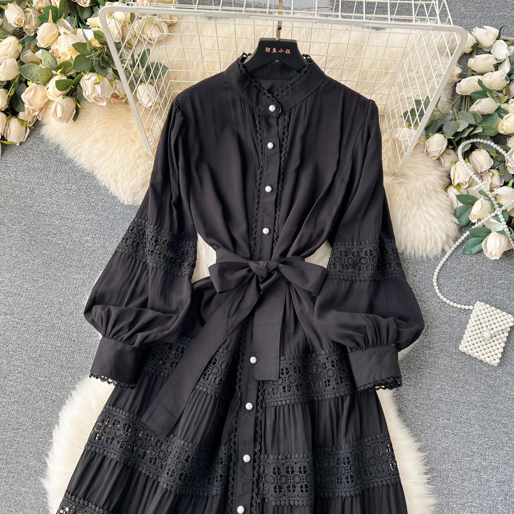 Роскошные вечерние кружевные длинные платья для подиума, женское однобортное однобортное однобортное лоскутное бандажное платье с рукавами-фонариками