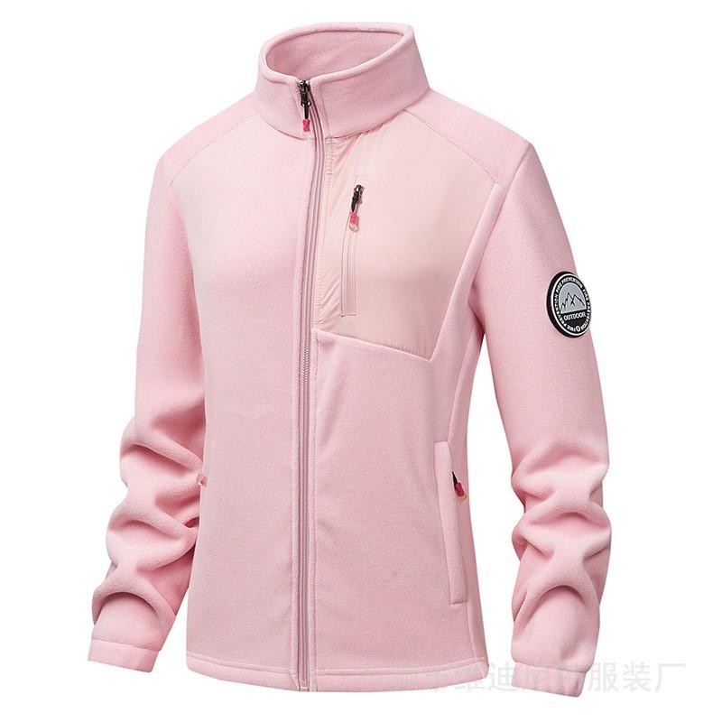 Couple Fleece Jacket Men Women Warm Polar Outerwear Stand Collar Casual