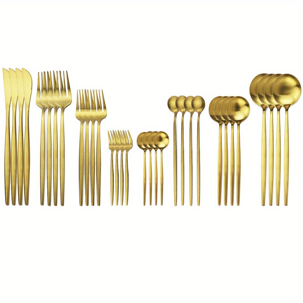 Набор столовых приборов из нержавеющей стали премиум-класса из 32 предметов - MatteCutlery на 4 персоны Прочная, устойчивая к ржавчине посуда для дома