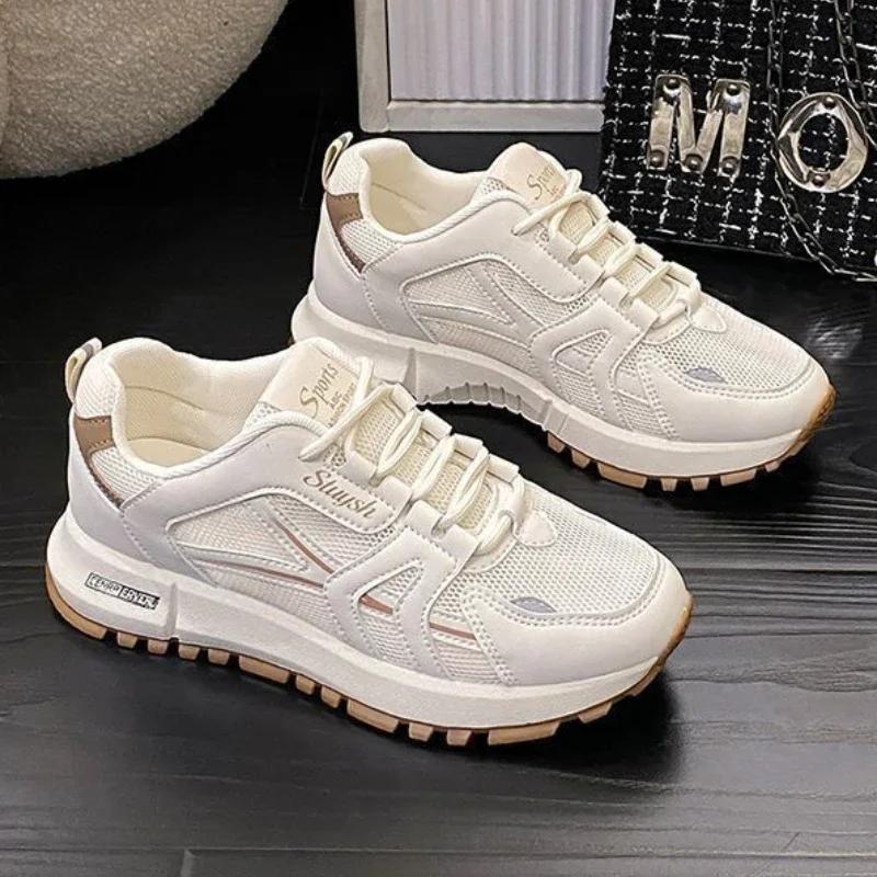 Модные кроссовки женские сетчатые дышащие прогулочные туфли на плоской подошве женские спортивные вулканизированные туфли белые zapatillas mujer обувь