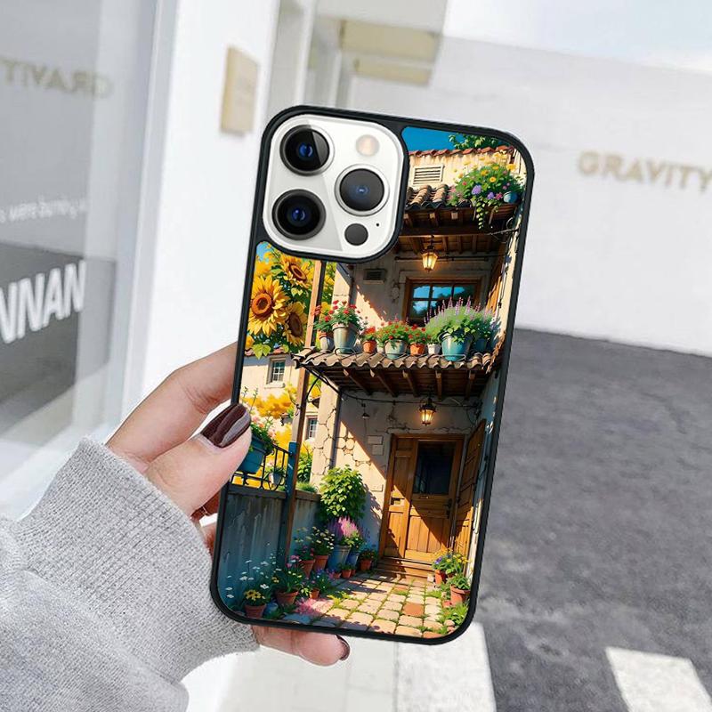 Ручная роспись Дом Красивый Пейзаж Чехол для телефона Для iPhone 17 Air 15 16 Чехол 11 13 14 Pro Max 12 Plus Max XR
