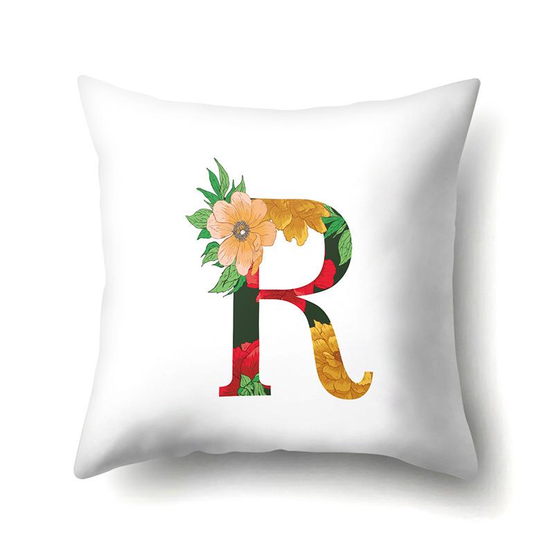 Полиэстеровая наволочка Акварельные цветы Принт для украшения автомобиля 26 английских букв Домашняя наволочка для подушки