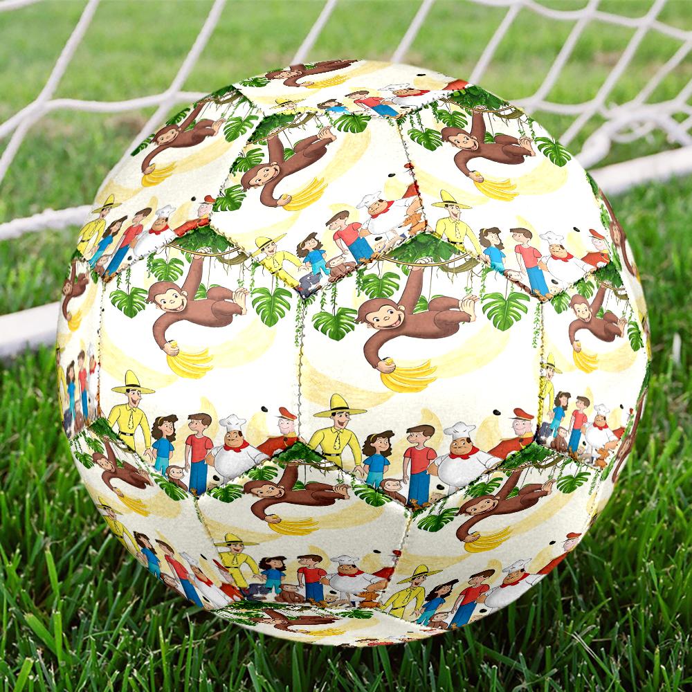 Curious George And Elephant Adventure Size 5 Soccer Ball,Indoor/Outdoor Suitable for Training Matches Tournaments Practice Games Perfect Gift for Fan