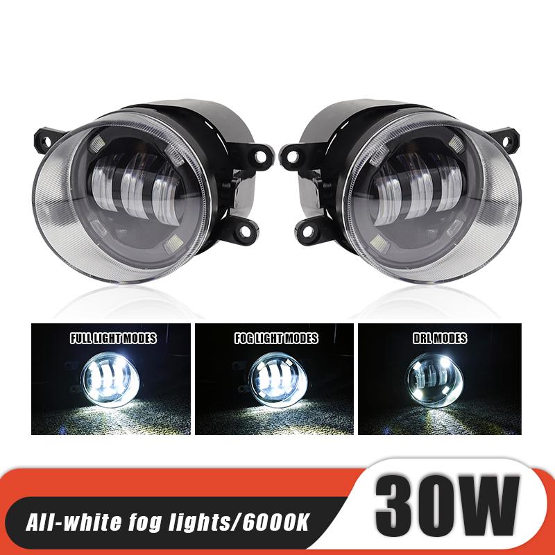 LED Fog Light Running Light 30W DRL PTF Lenses Projector Lens for Toyota Corolla Camry