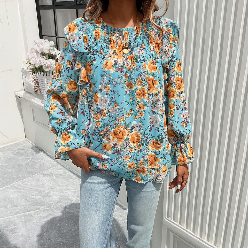 Рубашка с принтом Женственный темперамент Рубашка с длинным рукавом Блузка