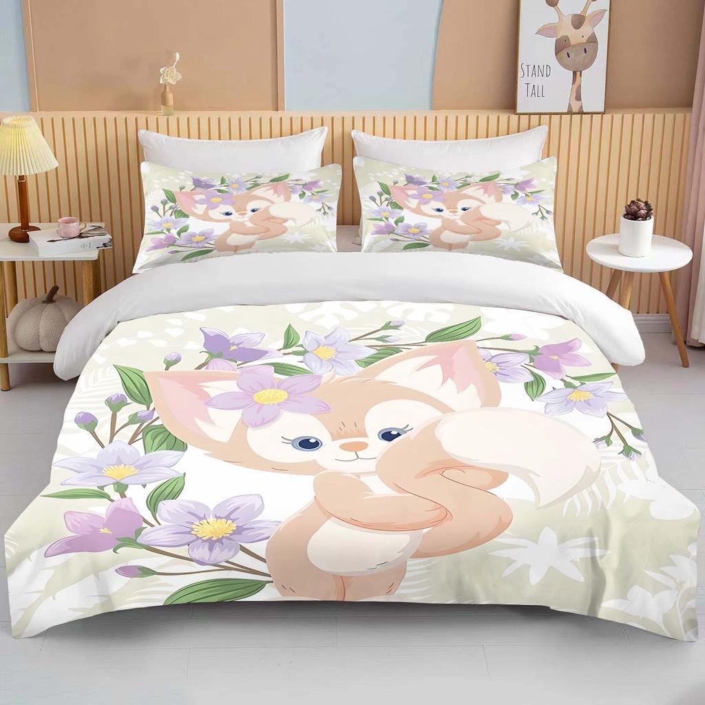 10 размеров Постельное белье с принтом Disney Duffy and Friends Мультяшный микрофибровый комплект для кровати Наволочка Покрывало для взрослой кровати Спальный комплект для спальни Пододеяльник