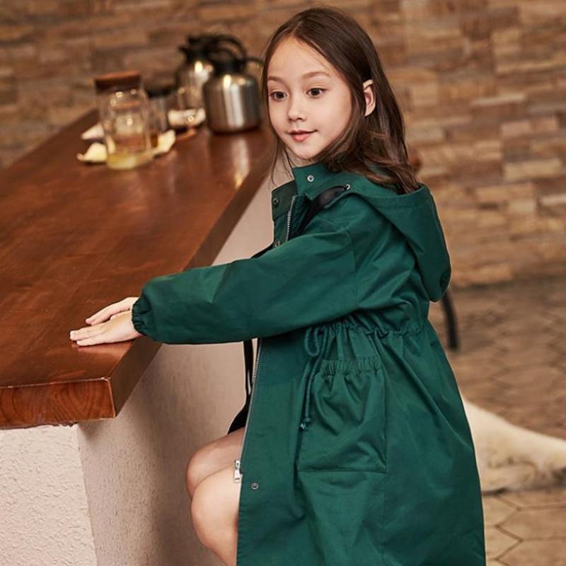Teenage Girls Trench Coat Add Cotton Hooded Fashion Winter Outdoors Double Breasted Long Windbreaker Thick Coat Outerwear Jacket