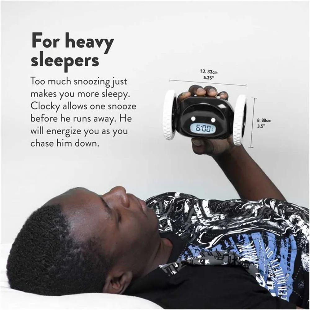 Creative cute alarm clock novelty electronic clock ren cartoon wheel will run alarm clock