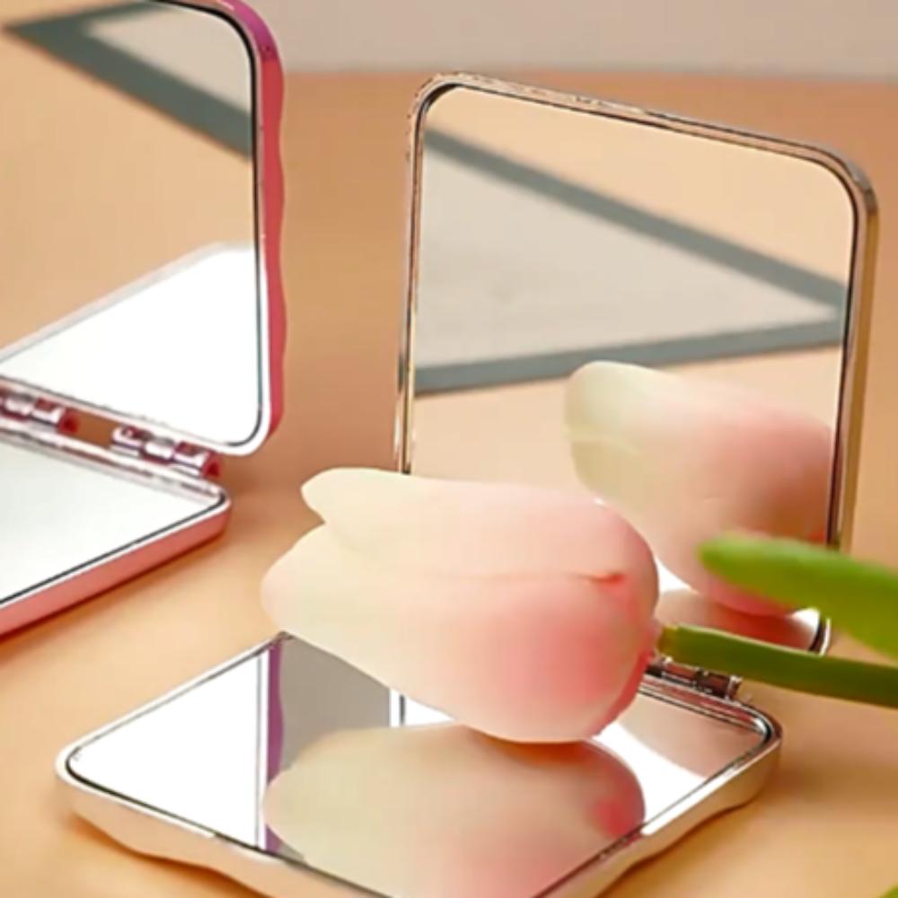 Square Foldable Plating Makeup Mirror Double-sided Compact Pocket Mirror  Travel Accessories