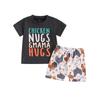 Toddler Boys Summer Shorts Sets Short Sleeve Letter Print Tops and Chicken Print Drawstring Shorts Sets