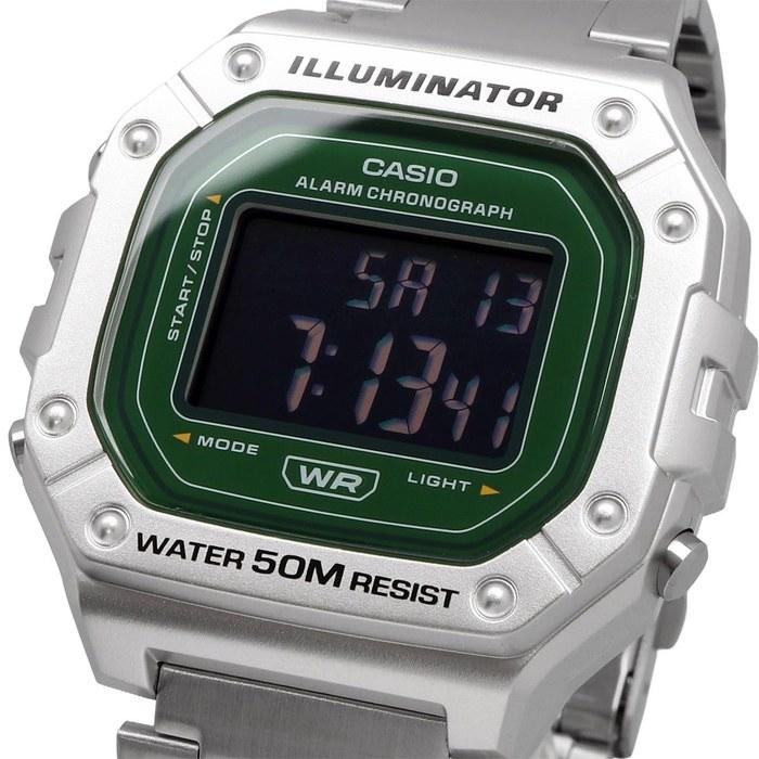Casio Стандартные цифровые часы W-218HD-3AV (Серебряный/Зеленый)