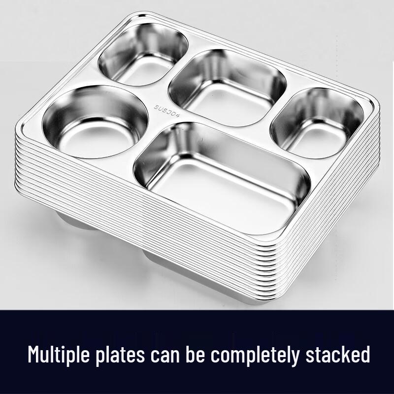 YUTAI 304 Stainless Steel Deep 5-Compartment Lunch Plate