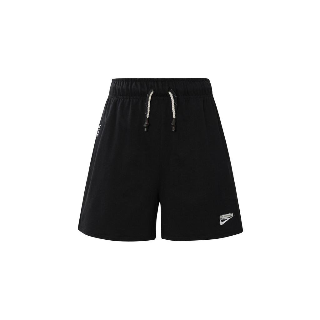 Nike Breathable Elastic Waist Solid Logo Knitted Shorts Women Shorts Black DM6526-010