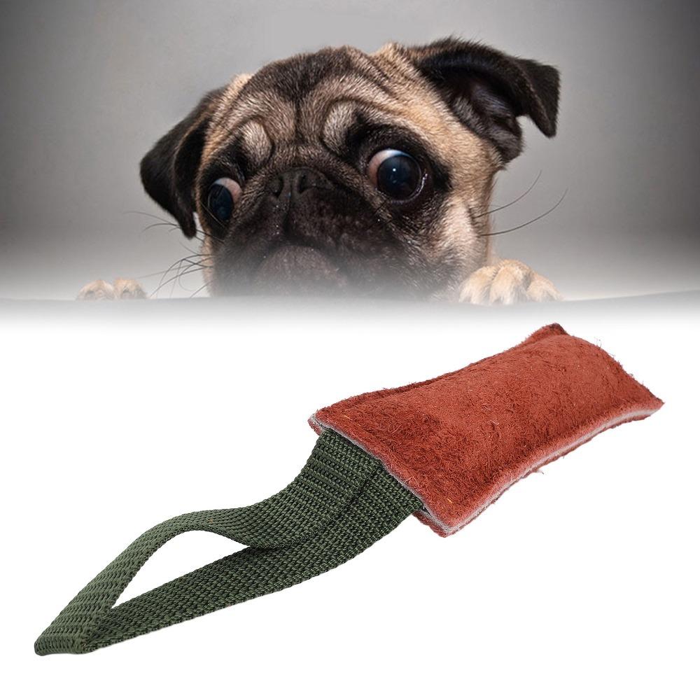 Teething Bite Stick Genuine Leather Tug Toy Dog Training Stick Pet Daily Entertainment