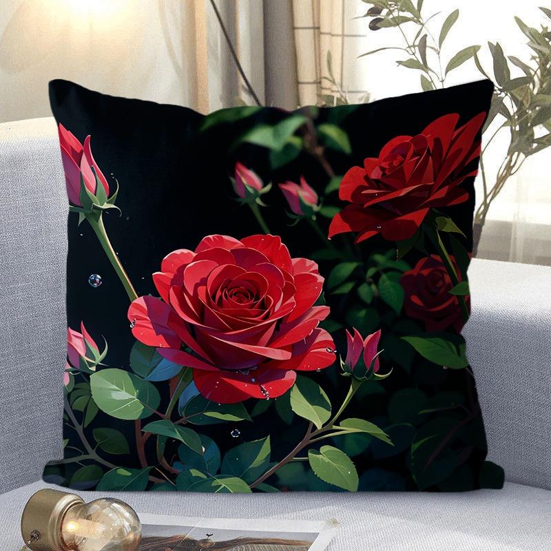 Декоративная наволочка с рисунком розы для гостиной, спальни, квадратная наволочка с подушкой