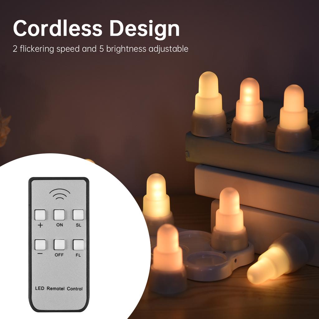12 штук в упаковке беспламенных свечей с пультом дистанционного управления, 2 скорости, 5 уровней яркости, мерцающие светодиодные свечи с управлением от USB