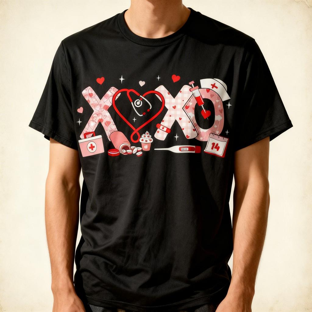 Xoxo Nurse Valentines Day Stethoscope Valentine Nursing T-Shirt