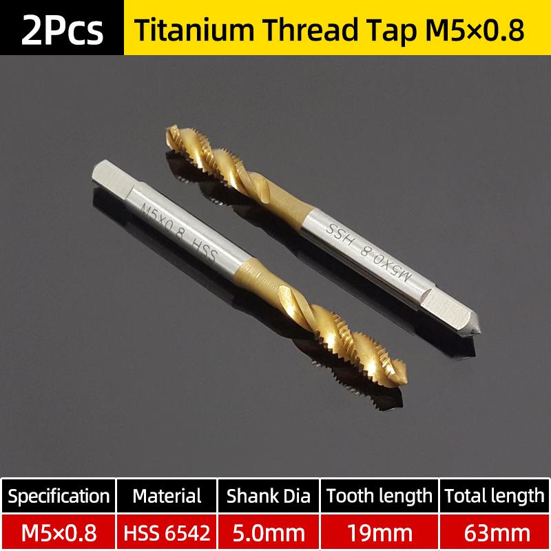 HSS Sprial Thread Tap Titanium Coated Metric SAE Screw Tap Drill Bits M3-M8 Or M2-M12 Machine Plug Tap Threading Tool Hand Tools
