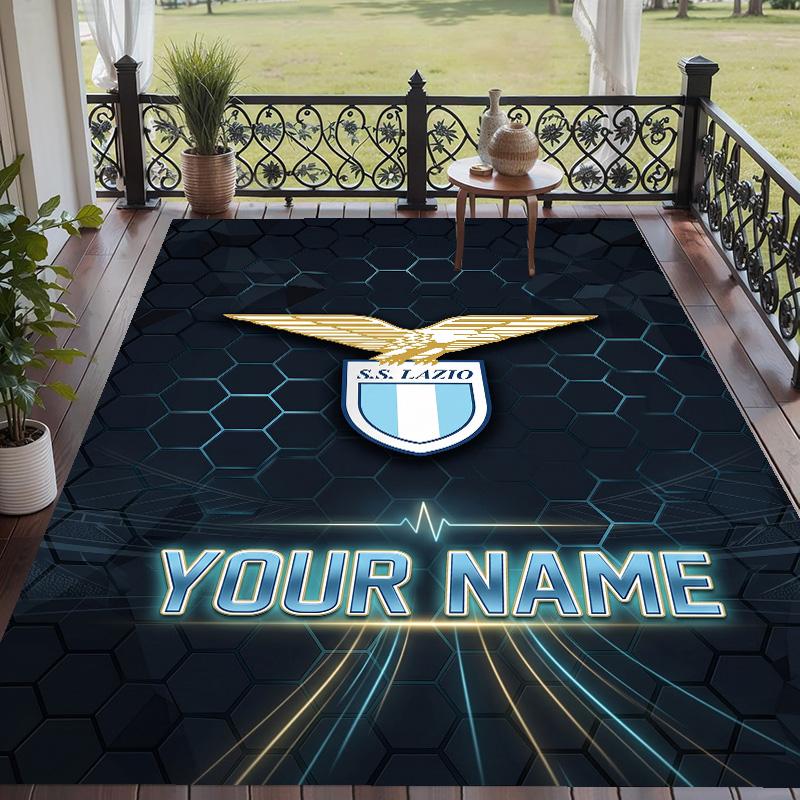 Custom Text Printed Rug Lazio FC Non Slip Floor Carpet For Home Room Decor