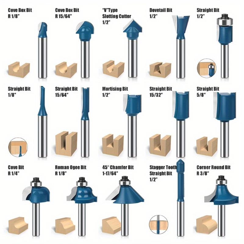 15 шт./комплект набор фрез с хвостовиком 1/4 дюйма, фрезы для обработки кромок дерева, фрезы для прямой фрезеровки, твердосплавные фрезы из вольфрама для деревообрабатывающих станков с ЧПУ.