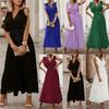 Women's Fashion Slim Sexy Ruffle Sleeve Chiffon Pleated Skirt Solid Color Dress