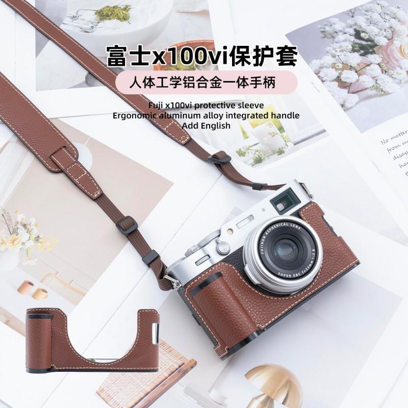 Fuji X100VI Handgrip Protector Case With Detachable Shoulder Strap Microfiber Camera Sleeve Street Photography