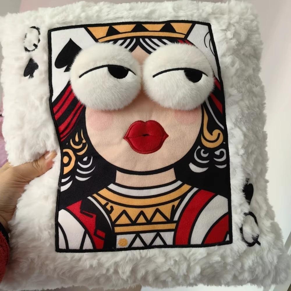 Soft Plush Embroidered Pillow Cartoon Patchwork Pillow Funny Big Eyes Pillow Living Room Decor
