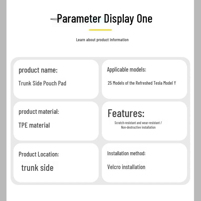 2025 Tesla Model Y Trunk Side Pocket TPE Protective Mats - Wear & Scratch Resistant