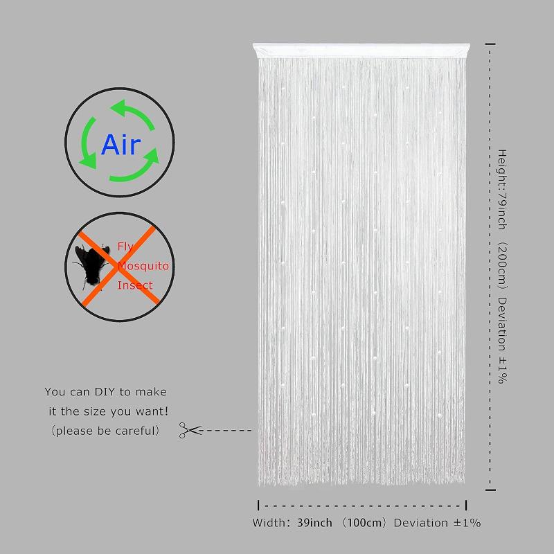 2027 Beaded Curtain Door String Curtains for Doorway Tassels Beads Hanging Fringe Divider Window Hallway Entrance Wall Closet Bedroom Privacy Decor