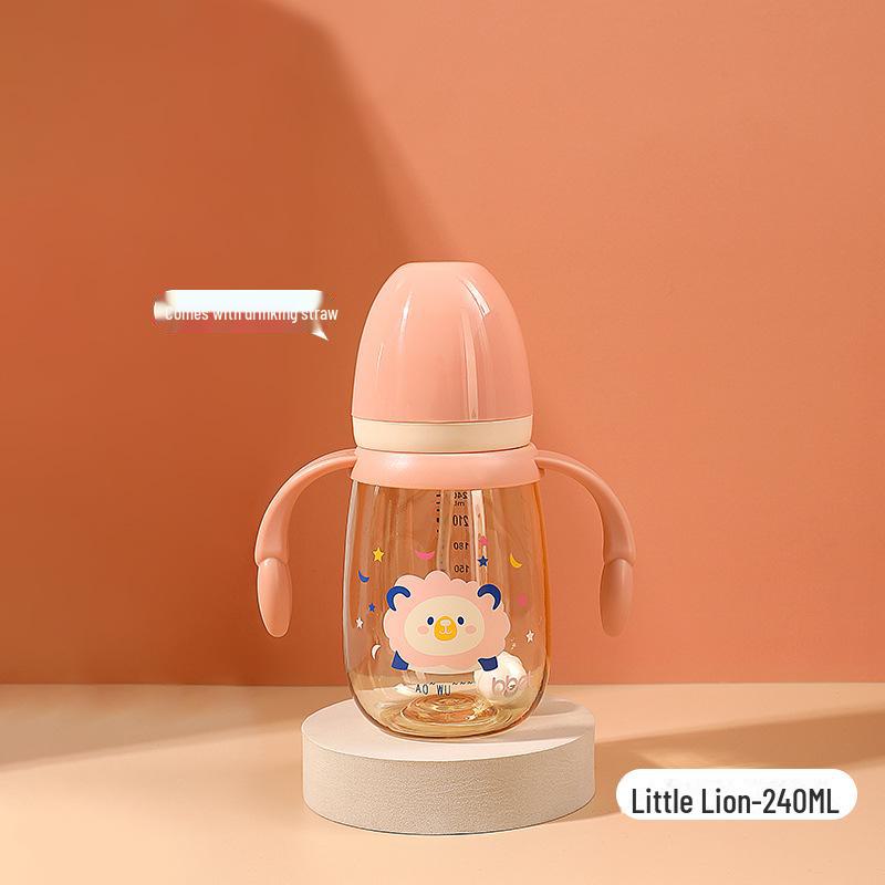 Стакан для воды Babixiang PPSU широкого калибра для детей 1-3 лет, с мультяшным дизайном, с двойной ручкой, с защитой от падения