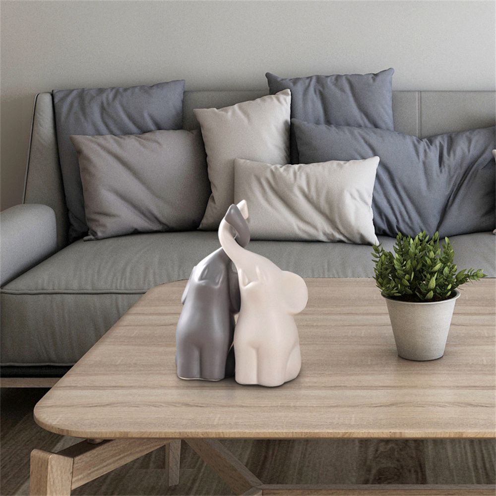 Room Couples Valentine's Day Desktop Decoration Ceramic Elephant Table Decoration Ceramic Ornaments