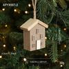 New Wooden Christmas House Pendant Village Pendant DIY Christmas Tree Decoration Log House Ornament Party Decoration