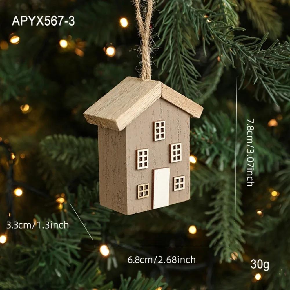 New Wooden Christmas House Pendant Village Pendant DIY Christmas Tree Decoration Log House Ornament Party Decoration