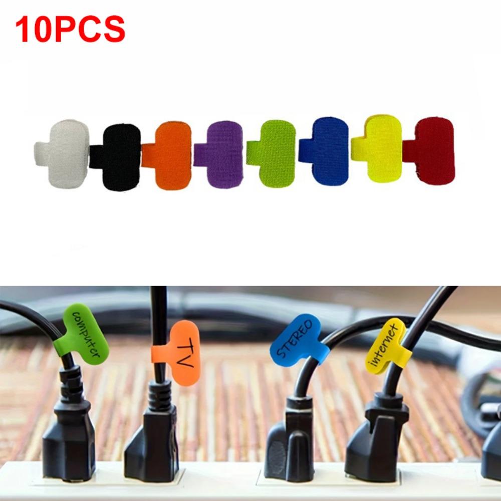 10pcs Nylon Cable Ties Easy Identification Write-on Label Marking Sticker Cable Labels Home Office