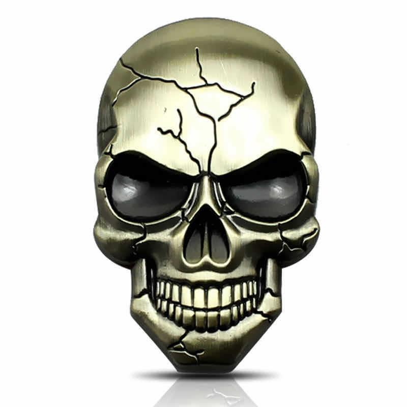 Metal Ghost Skull Sticker Crack Skeleton Car Decorate Motorcycle 3D Decal Stickers Emblem Badge Buccaneer Head Skull