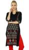 Women Black Short Kurta Kurti 3 4 Sleeve Formal Top Blouse