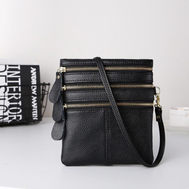 Women Real Cow Genuine Leather Bag Small Female Shoulder Bag Black Crossbody Bags For Women's Phone Wallet Coin PurseMa
