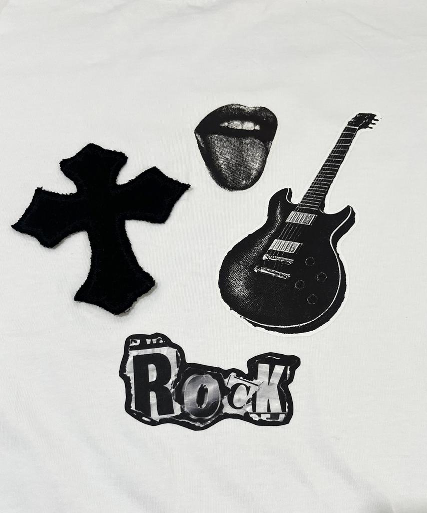 SK8ER ROCK Рок-Крест Коллаж Футболка ((белый))
