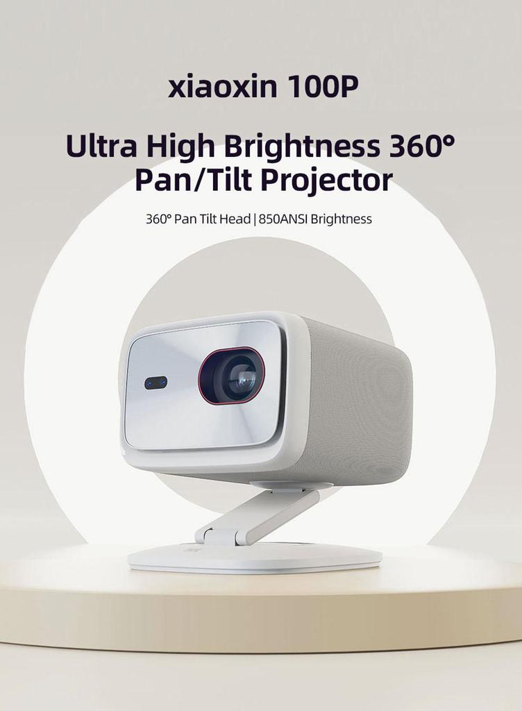 Lenovo Xiaoxin 100P Smart Projector, 850 ANSI, 1080P, HDR10, WiFi 6, 2*5W Speaker, Automatic Keystone Correction