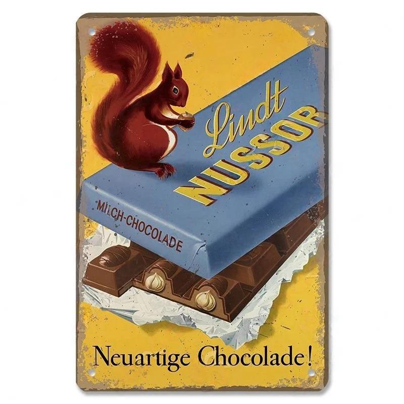 Vintage Candy Chocolate Metal Plates Cream Milk Chocolate Poster Metal Plaque Tin Sign For Kitchen Cafe Dining Room Wall Decor