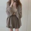 Mid-Length Lantern Sleeve Mohair Cardigan - Women's Loose Knit Shawl Top
