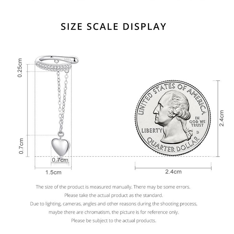 WOSTU Женские серьги-каффы из стерлингового серебра 925 пробы с зеркальными сердечками, изысканные свадебные украшения, подарки